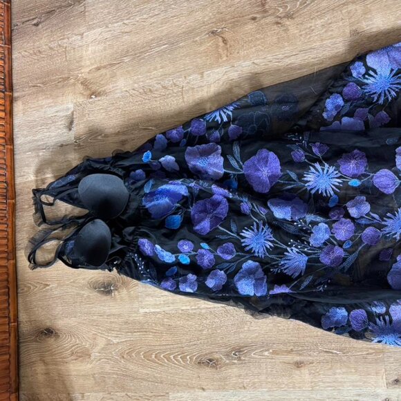 For Love Lemons Kaylee Bold Vibrant Floral Embroidered Sheer Maxi Dress S $348 - Picture 6 of 7